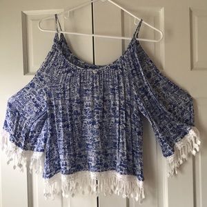Long sleeve blouse with cut out sleeves and lace